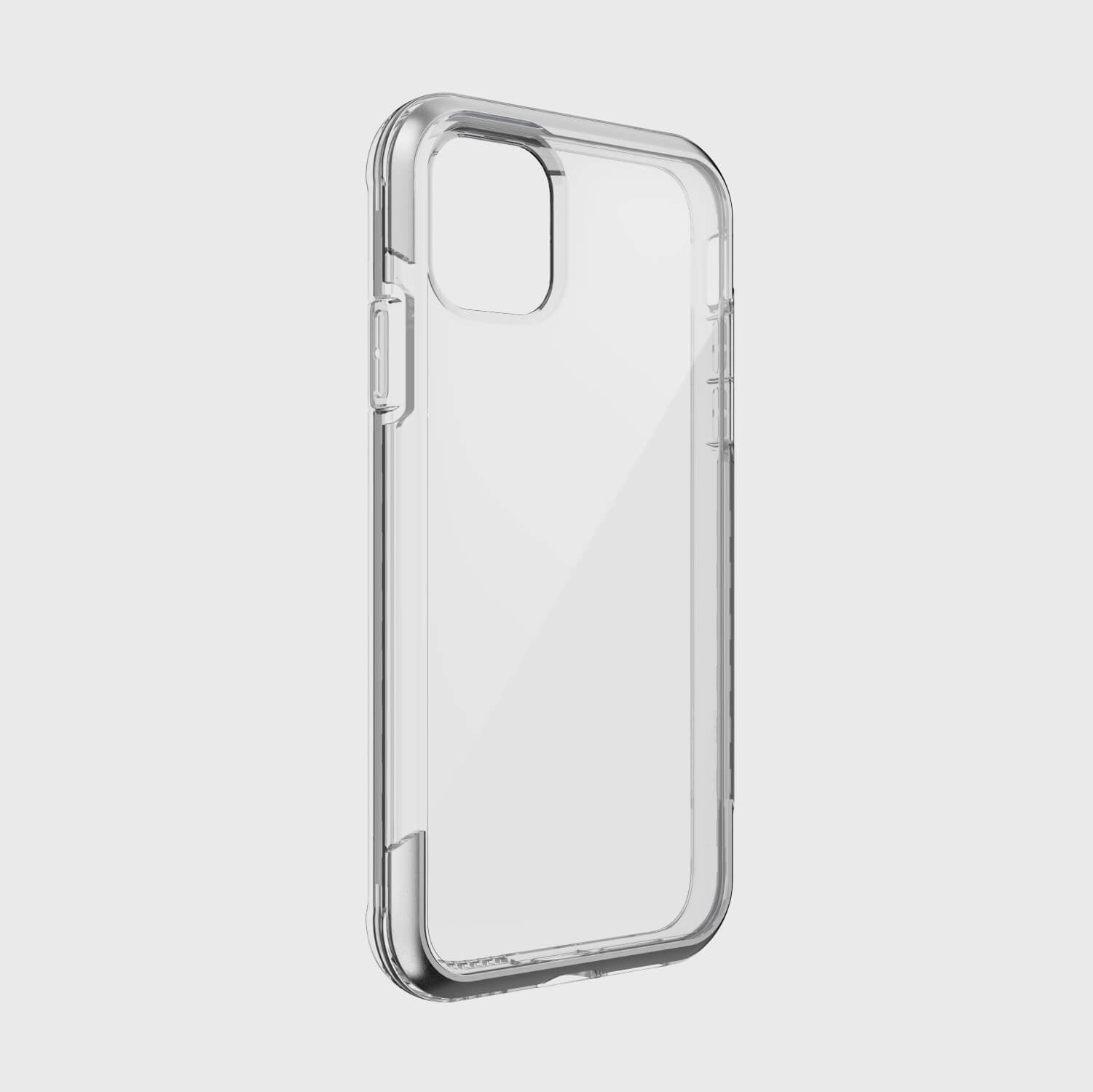 A clear iPhone 11 case - AIR by Raptic on a white background with wireless charging capability.
