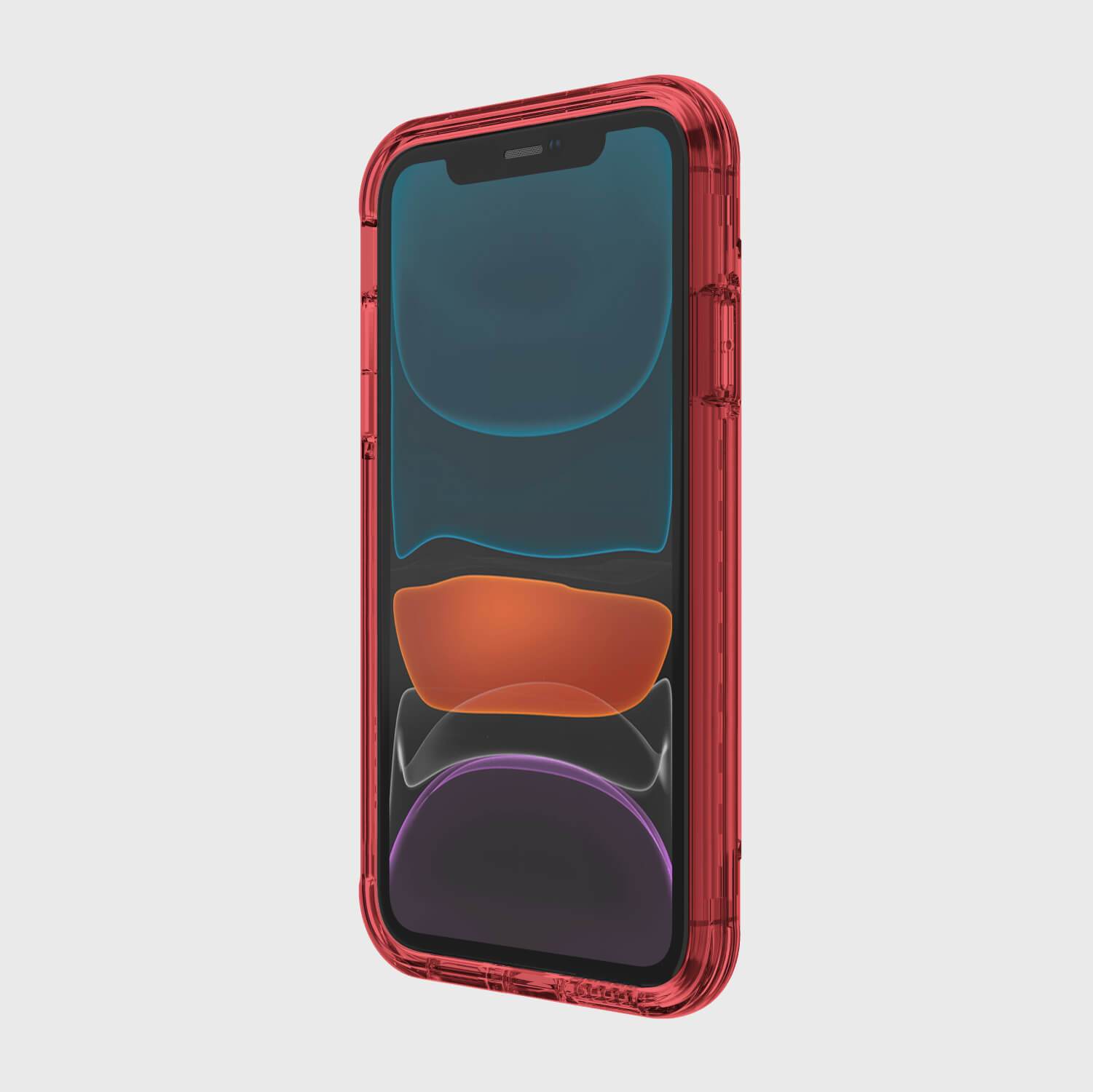 The back of a Raptic iPhone 11 Case - AIR in red with wireless charging capability.