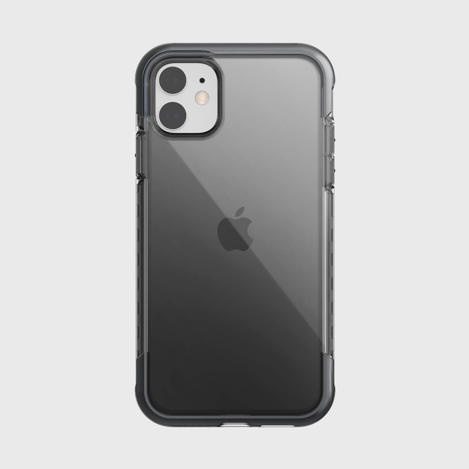 The back view of a Raptic AIR iPhone 11 Pro Case with drop protection in black.