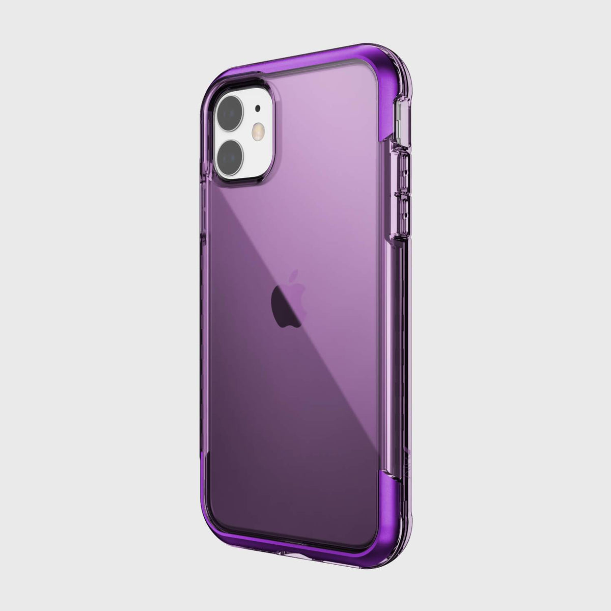 The purple Raptic Air iPhone 11 Pro case is shown on a white background. 
Revised Sentence: The purple Raptic Air iPhone 11 Pro Case - AIR is shown on a white background.