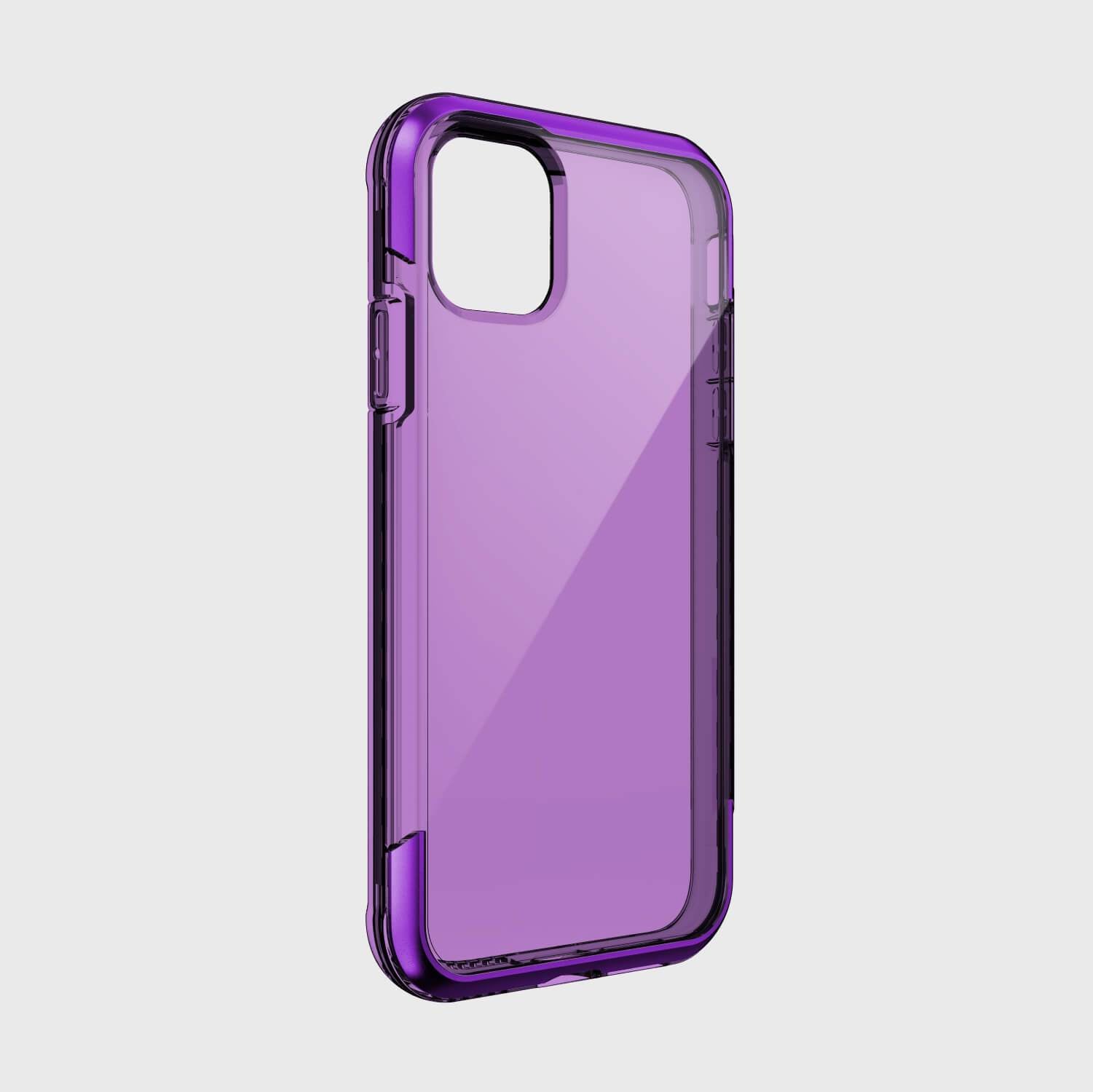 A purple Raptic iPhone 11 case with wireless charging capability on a white background.