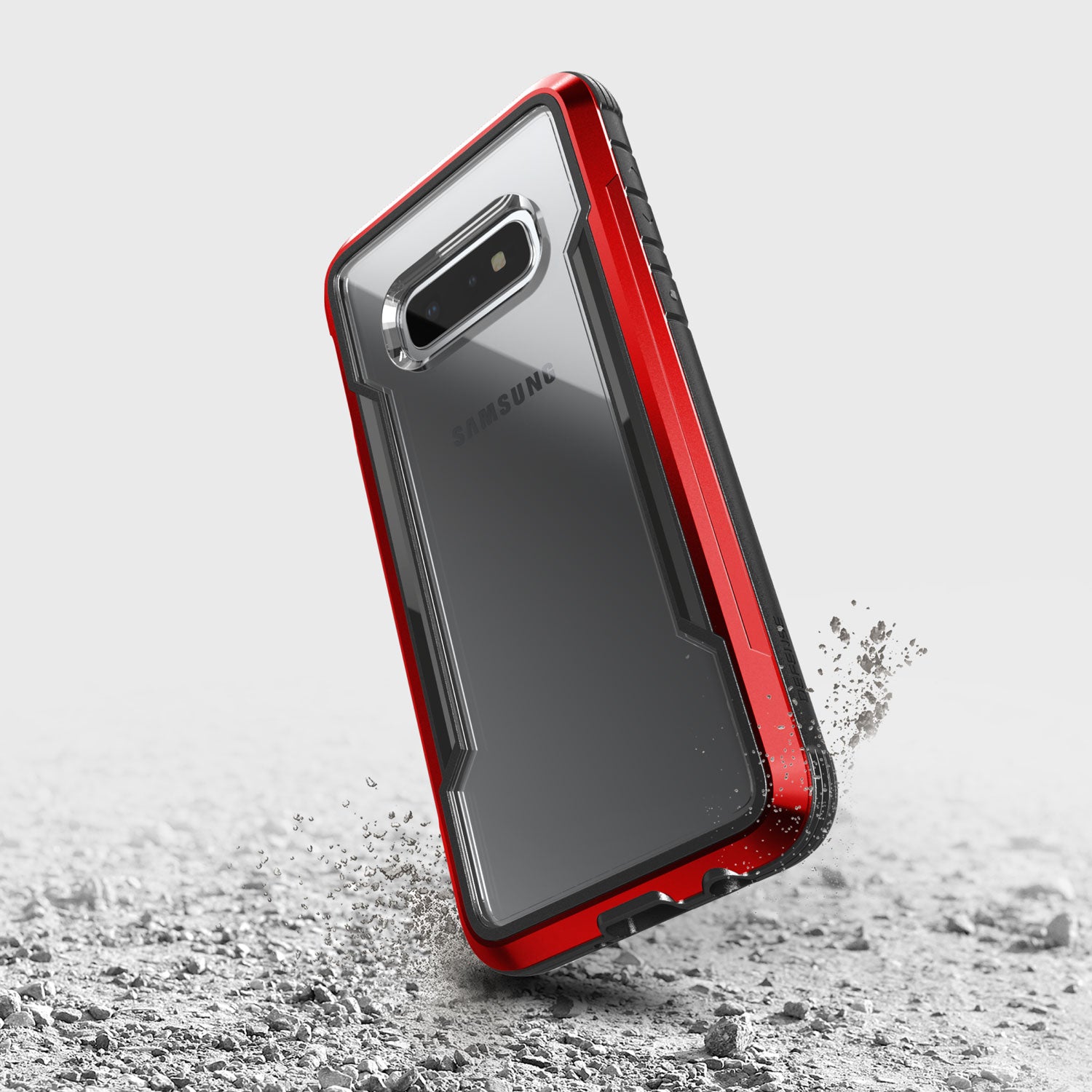 The X-Doria Samsung Galaxy S10e Case Raptic Shield Red in red and black offers drop protection.