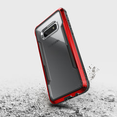 The X-Doria Samsung Galaxy S10e Case Raptic Shield Red in red and black offers drop protection.