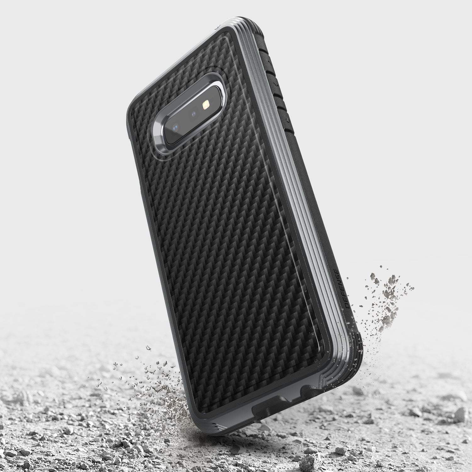 Raptic Lux Black Carbon Fiber Samsung Galaxy S10e case, offering ultimate protection with the Raptic Lux design.