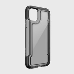 The Raptic iPhone 11 Pro Case - CLEAR features a sleek, transparent design with black edges and a precise camera cutout, providing shock-absorbing drop protection.