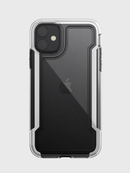 The back view of a Raptic Clear iPhone 11 Case - CLEAR offering shock-absorbing rubber and 2-metre drop protection.