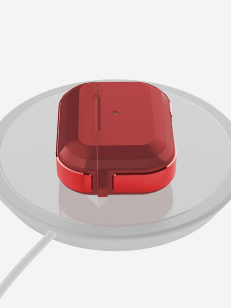 Raptic Trek Red on Apple AirPods Pro showing wireless charging compatibilities