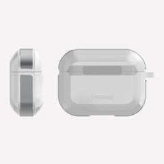 Raptic Trek Silver on Apple AirPods Pro showing the machined aluminum bumper Side and protective hard polycarbonate front