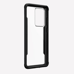 Defense shield black made for a Galaxy S20 Ultra showing the front view to showcase that the case's transparent back cover