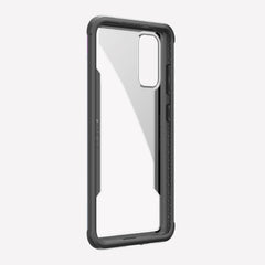 Defense shield iridescent made for a Galaxy S20 showing the front view to showcase that the case's transparent back cover
