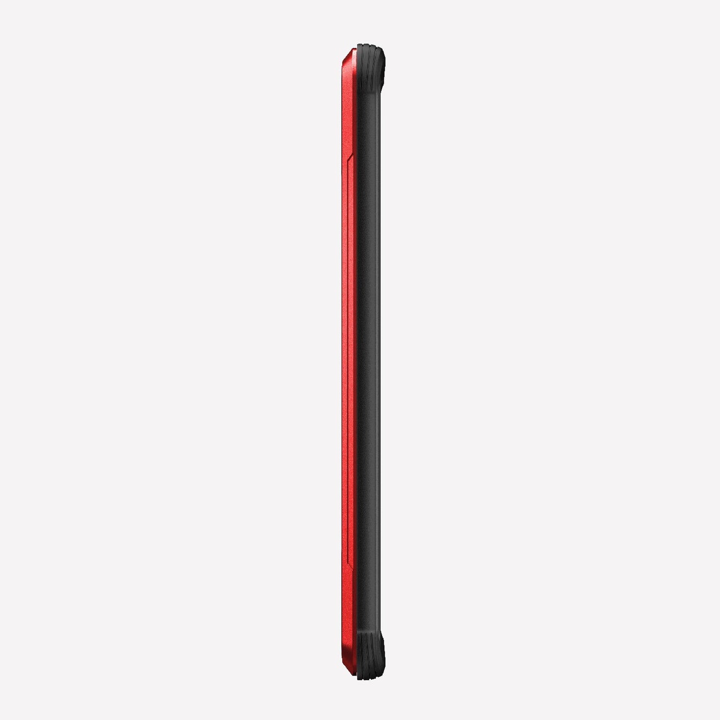 Defense shield red on a silver Galaxy S20 showing the side view to show the side buttons on the device