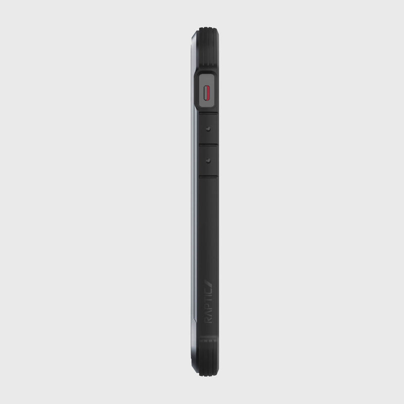 The back of a black Raptic iPhone 12 Mini Case - SHIELD on a white background.