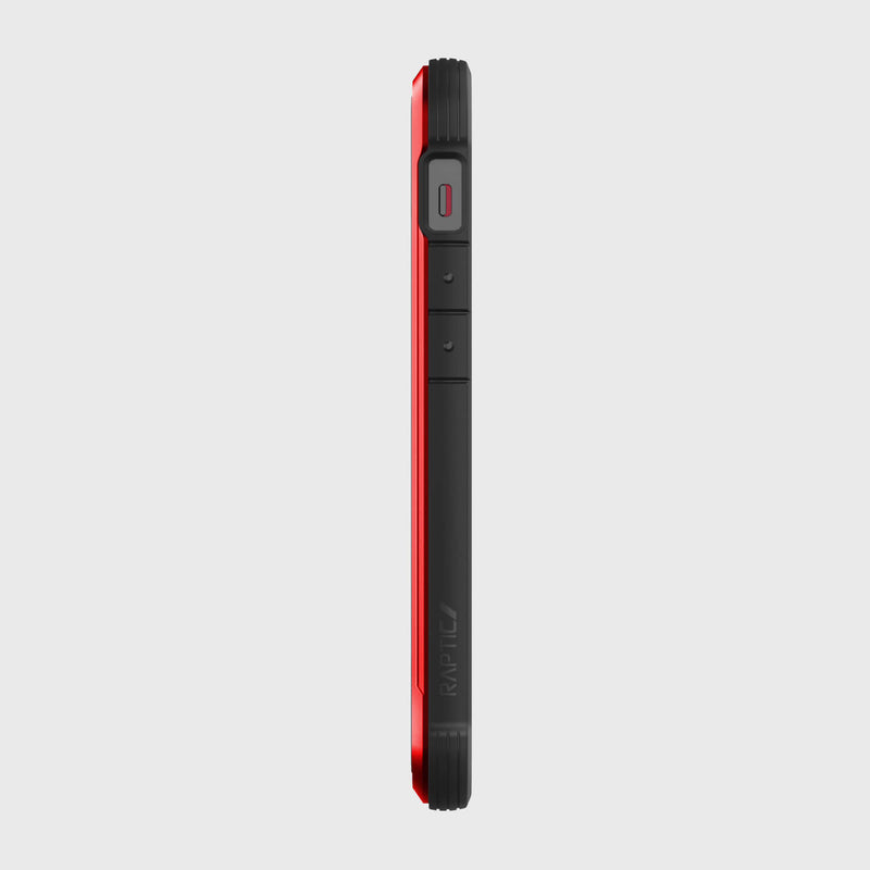 The back view of a red and black iPhone 12 Mini Case - SHIELD by Raptic.