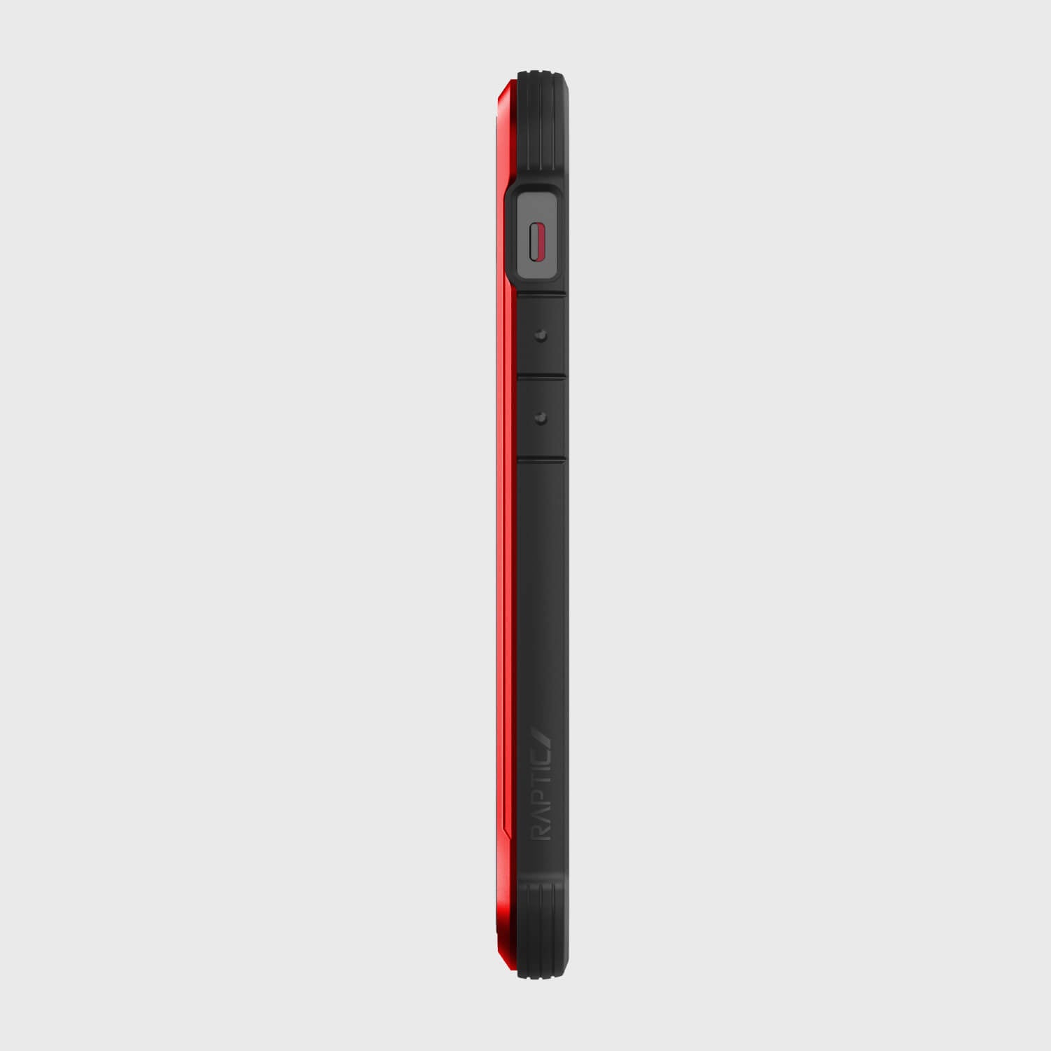 The back view of a red and black iPhone 12 Mini Case - SHIELD by Raptic.