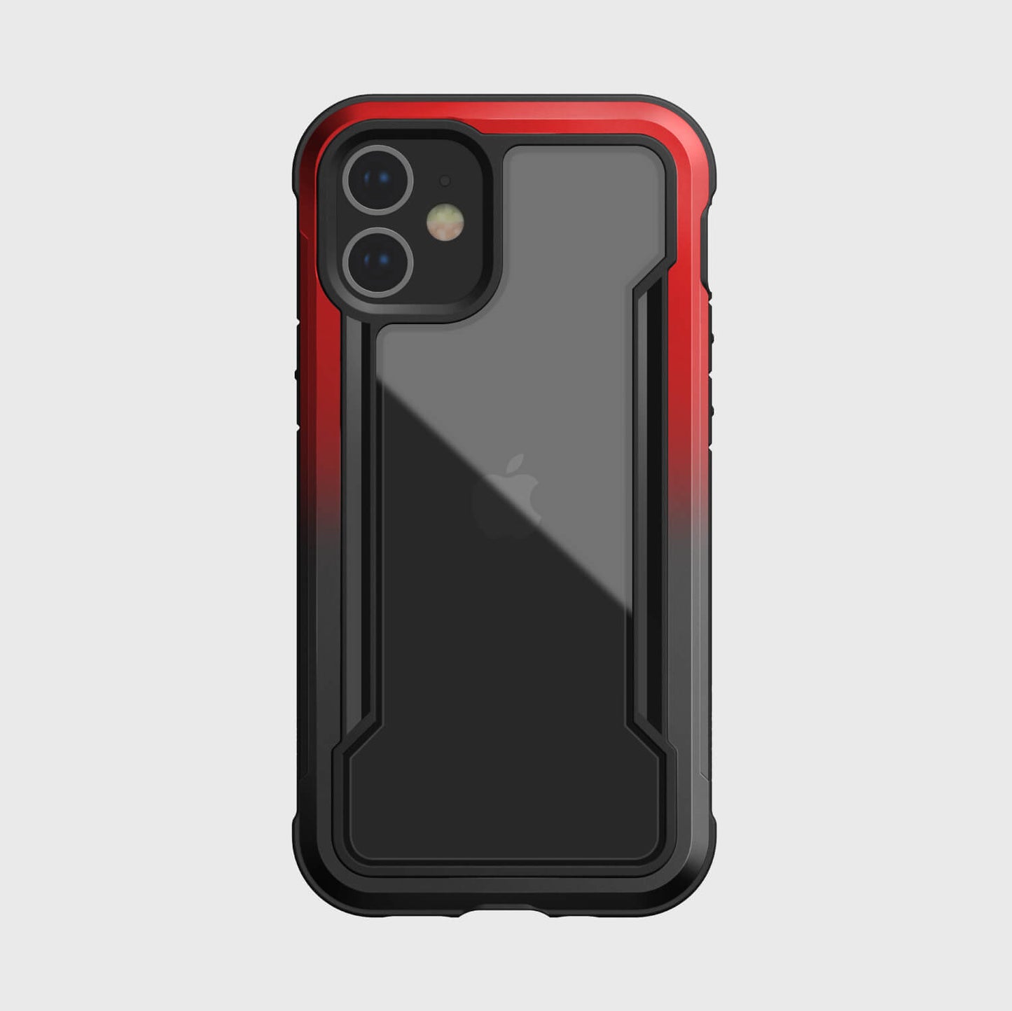 The back of an iPhone 12 Mini Case - SHIELD in red and black by Raptic.