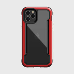 The back of a Raptic iPhone 12 & iPhone 12 Pro Case - SHIELD in red and black, providing protection.