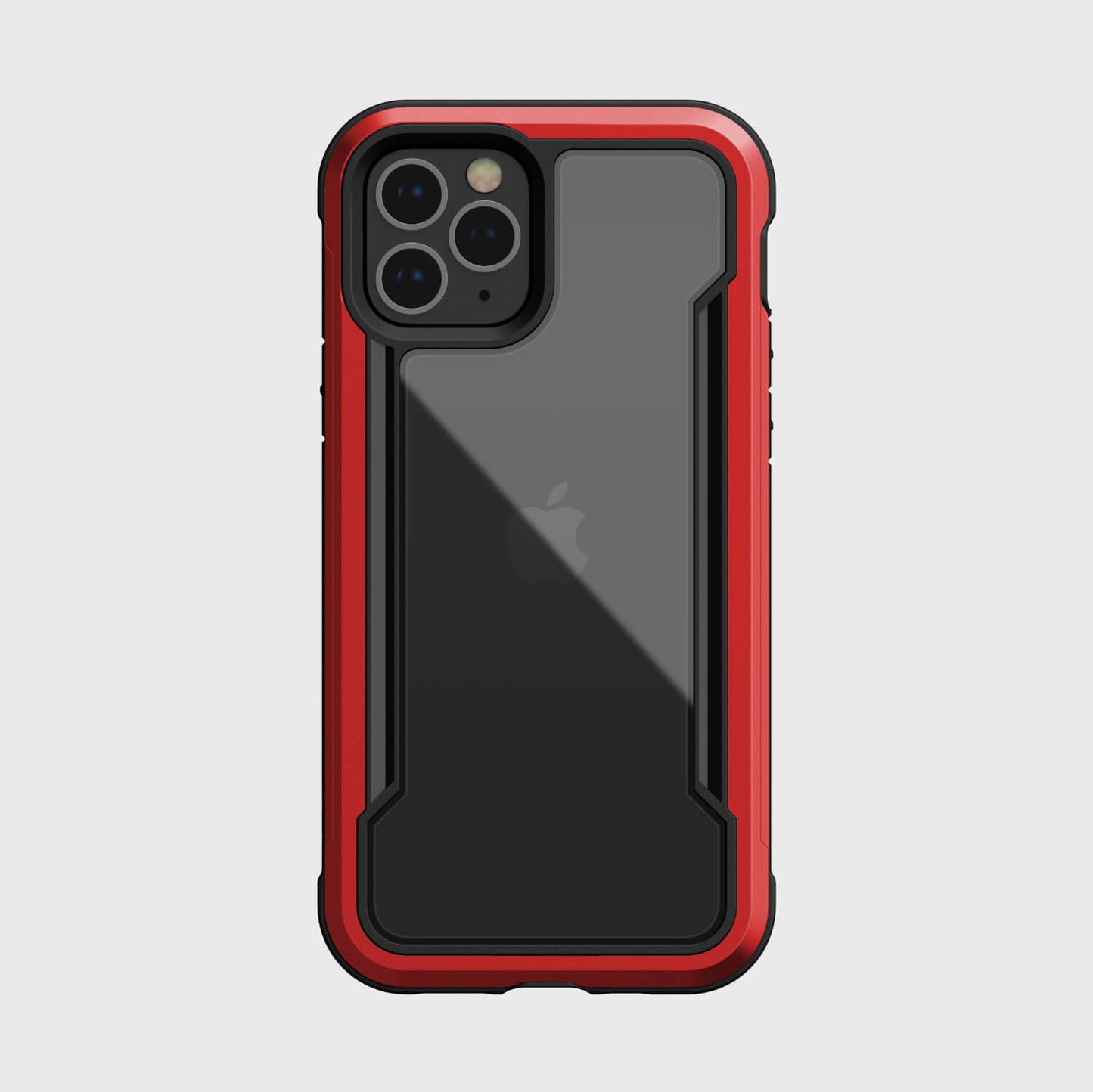 The back of a Raptic iPhone 12 & iPhone 12 Pro Case - SHIELD in red and black, providing protection.