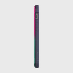 The back of a Raptic iPhone 12 & iPhone 12 Pro Case - SHIELD with a pink, green, and blue stripe offering protection.
