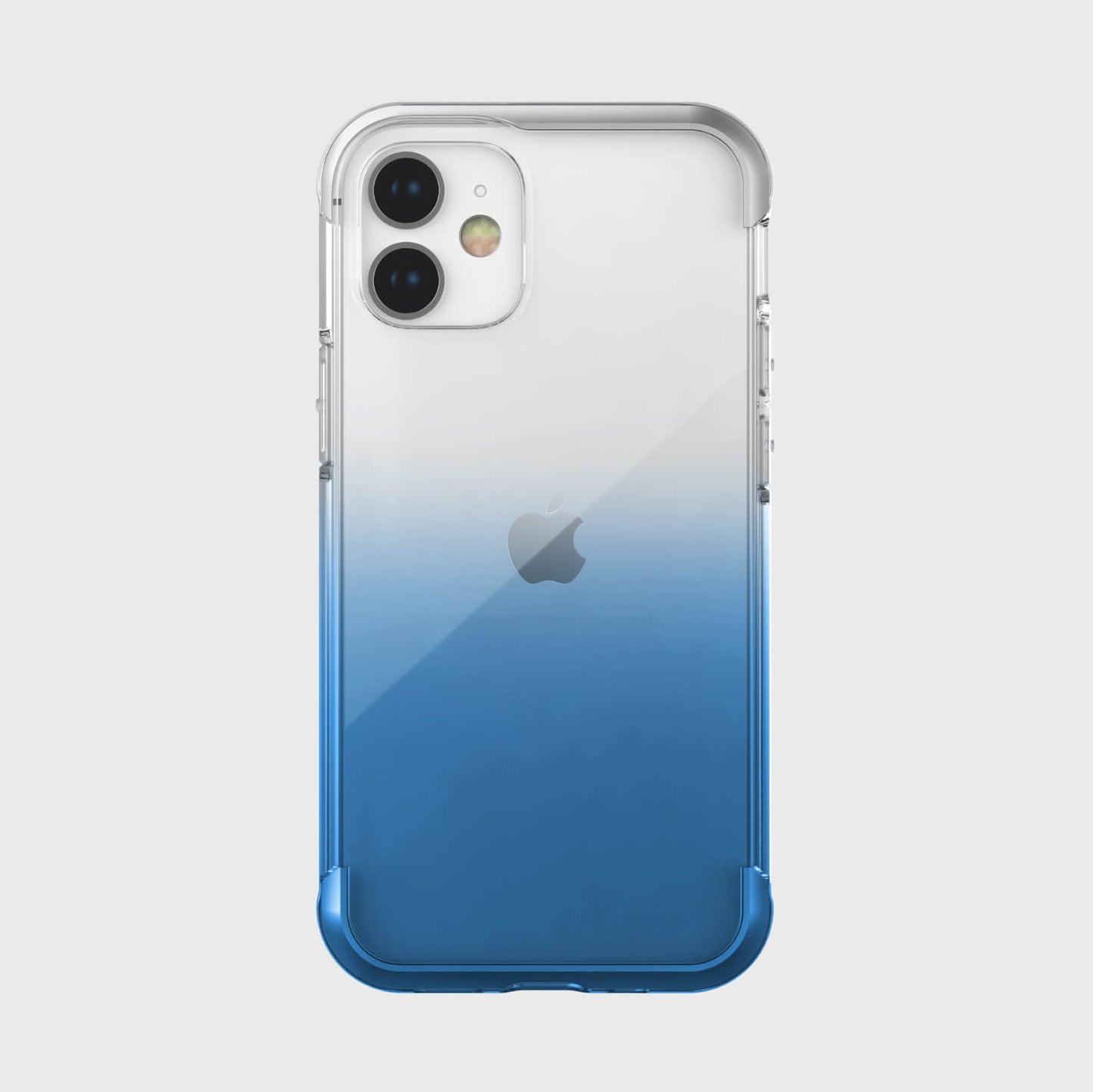 A blue and white iPhone 12 Mini case - Air with drop protection by Raptic.