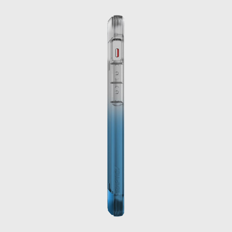 A blue Raptic iPhone 12 Mini Case - Air phone case with drop protection on a white background.
