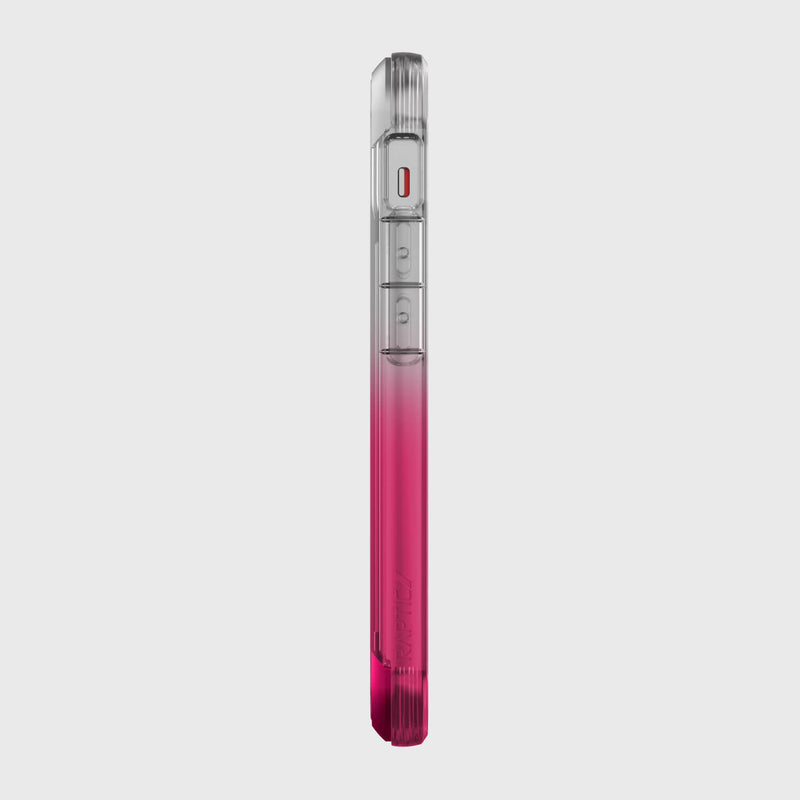 A pink and silver iPhone 12 Mini Case - Air with drop protection for Raptic.