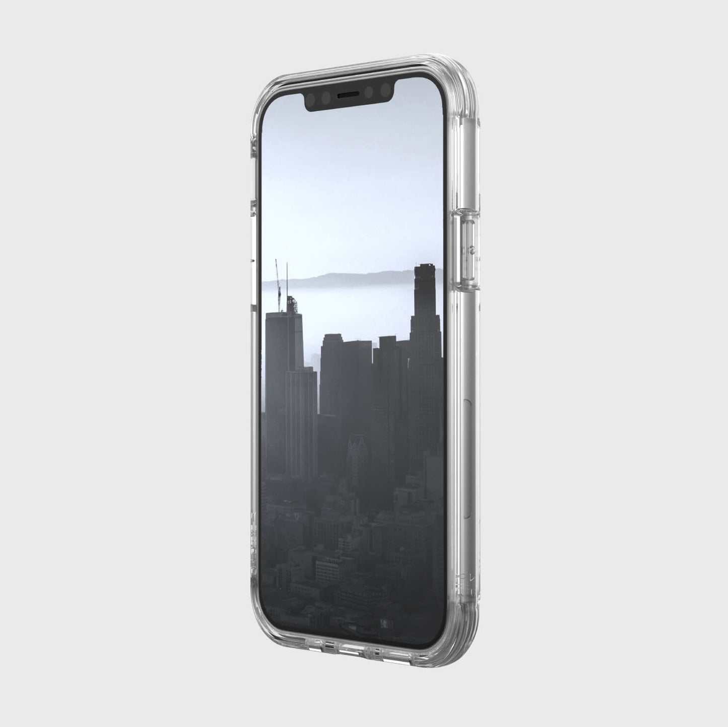 An Raptic Air iPhone 12 & iPhone 12 Pro Case offering 13-foot drop protection with a view of the city.