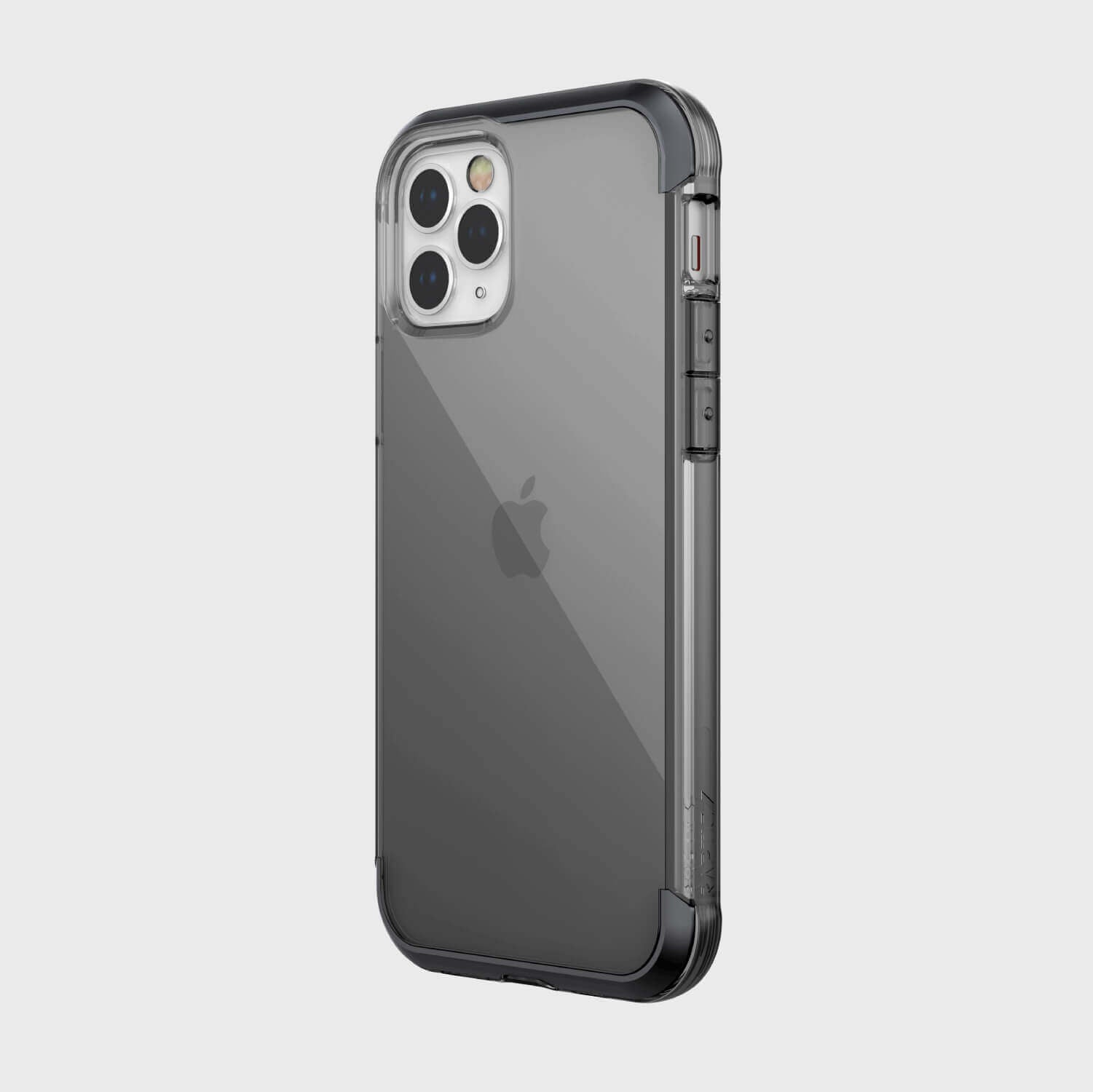 Showing a iPhone 12 Pro in a black clear Raptic Air case