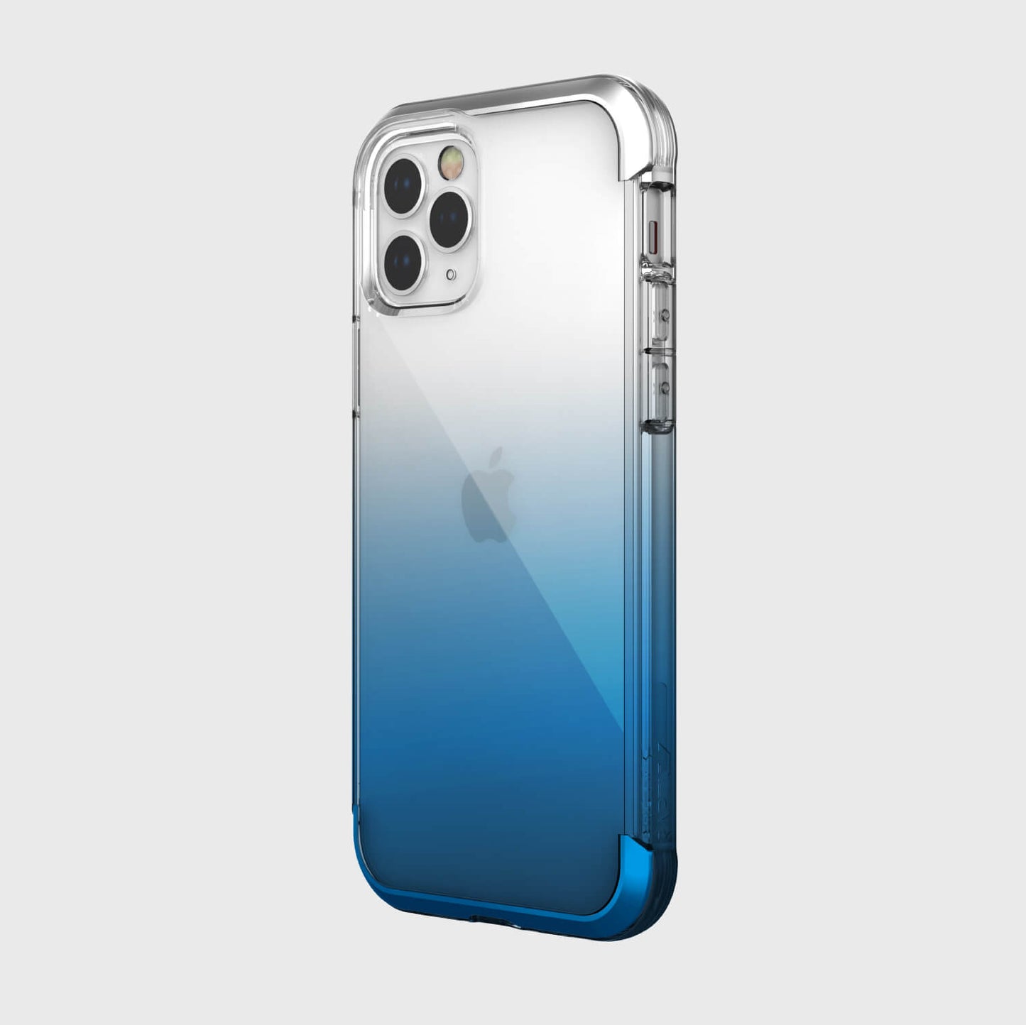 Showing a iPhone 12 Pro in a blue gradient Raptic Air case