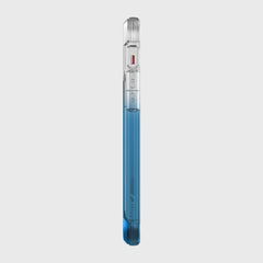 Raptic Air, an iPhone 12 Pro Max Case - AIR in blue liquid on a white background providing 4-metre drop protection and wireless charging compatibility.