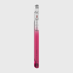 A Raptic iPhone 12 Pro Max Case - AIR, a pink liquid bottle with 4-metre drop protection and Wireless Charging Compatibility, showcased against a white background.