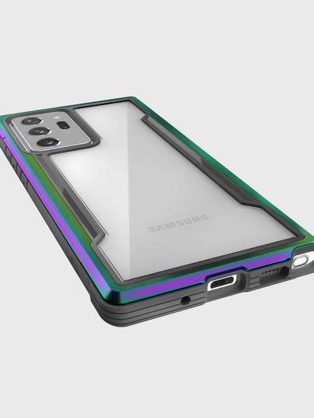 Enhance the appeal of your Samsung Galaxy S20 with a vibrant iridescent Galaxy Note 20 Ultra Raptic Shield case from X-Doria, providing drop protection.