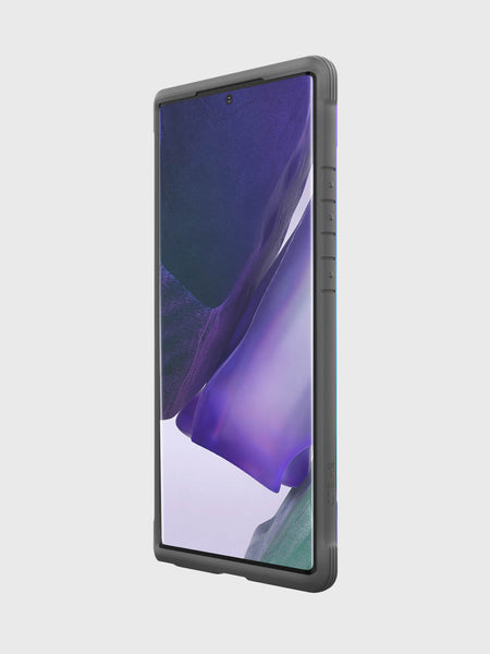 The X-Doria Galaxy Note 20 Ultra Raptic Shield case - Iridescent, known for its exceptional drop protection, is showcased against a pristine white background.