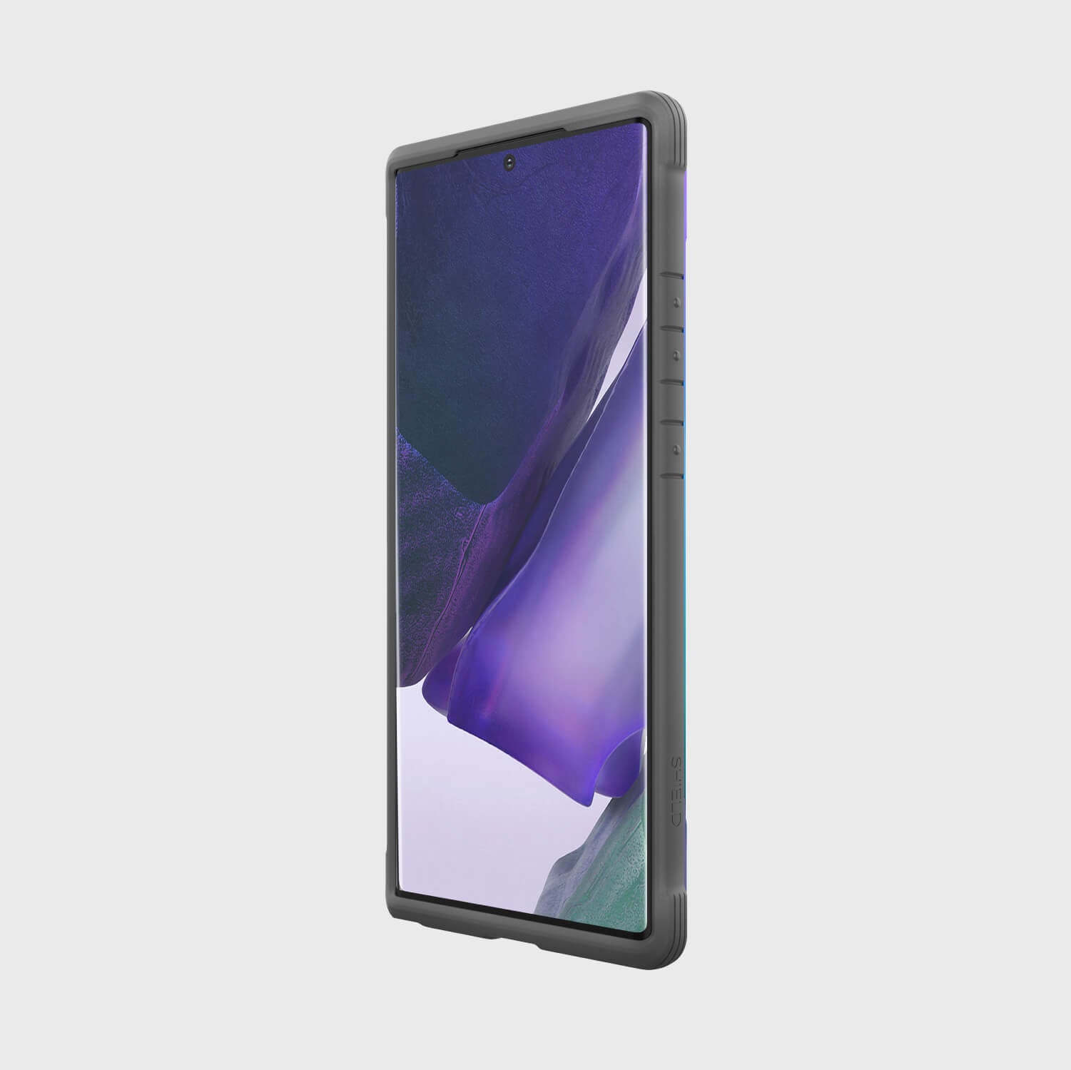 The X-Doria Galaxy Note 20 Ultra Raptic Shield case - Iridescent, known for its exceptional drop protection, is showcased against a pristine white background.