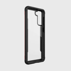 The back view of the X-Doria Samsung Galaxy S21+ Case Raptic Shield Red featuring military-grade drop protection.