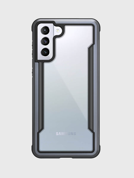 Showing a Samsung Galaxy S21 in a black Raptic Shield case