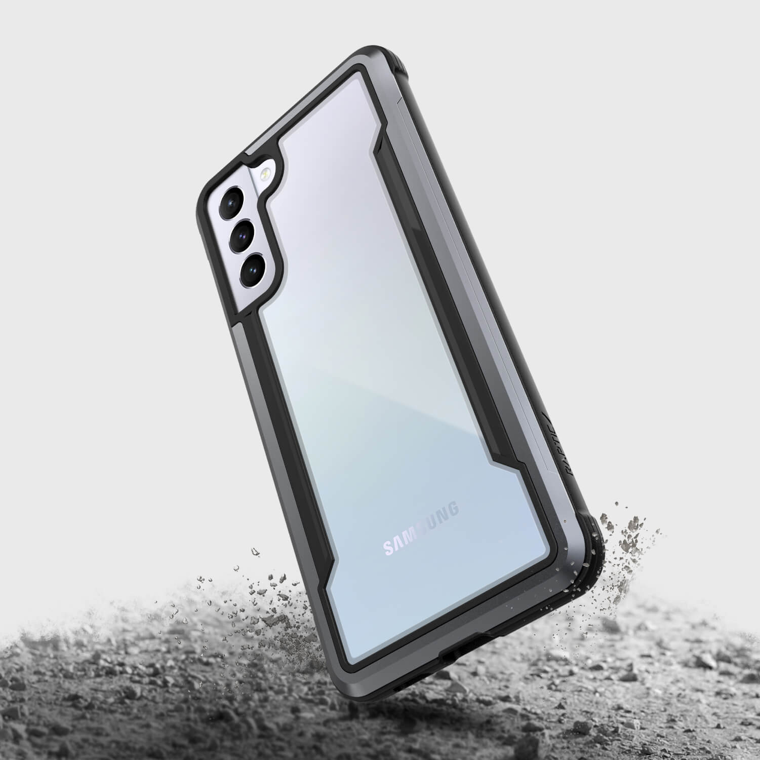 The X-Doria Samsung Galaxy S21+ Case Raptic Shield Black is shown in black.