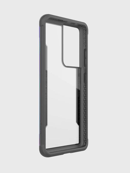 The X-Doria Samsung Galaxy S21 Ultra Case Raptic Shield Iridescent offers military-grade drop protection with precise button and camera cutouts, ensuring your device stays safe and stylish.