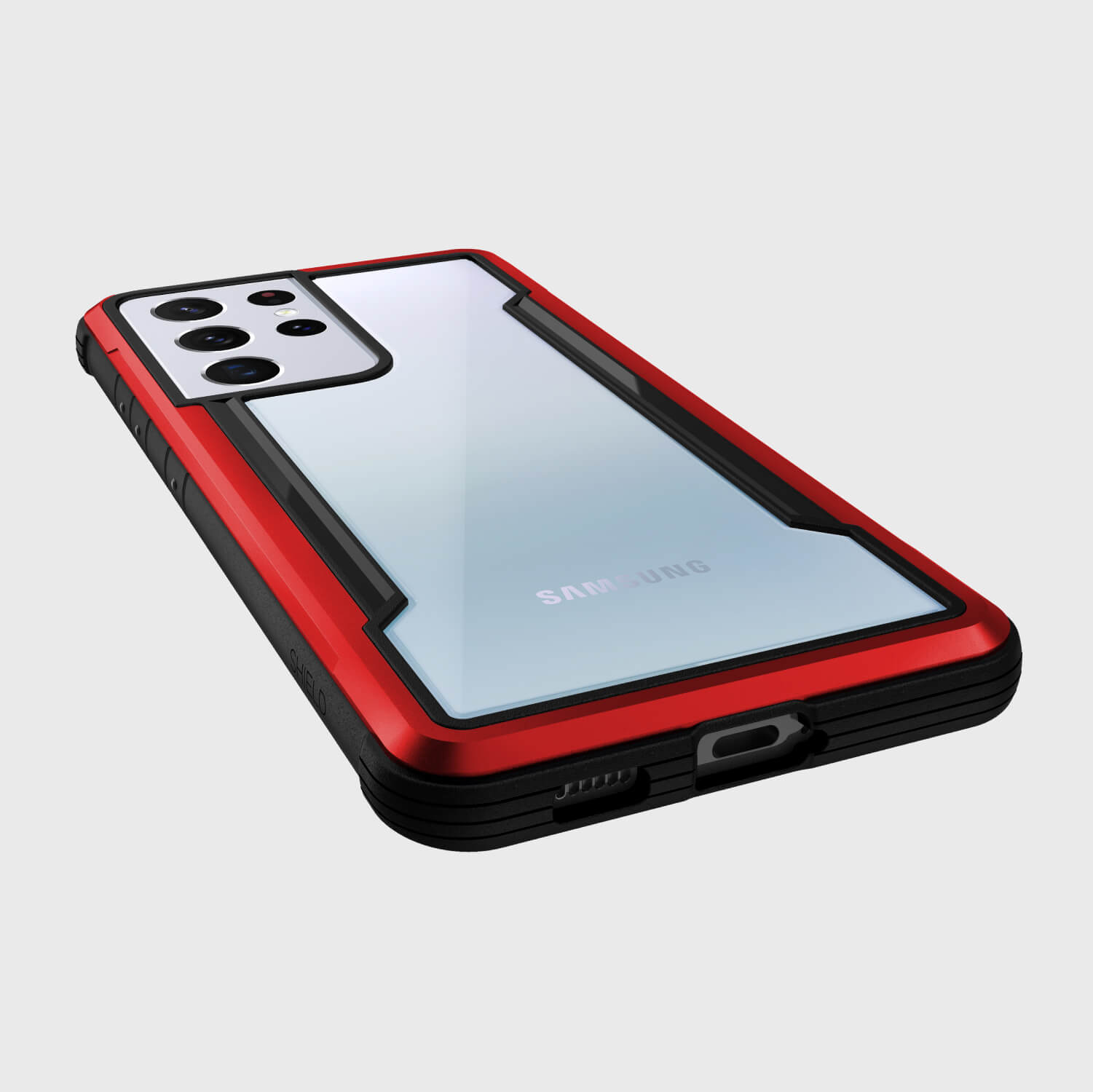 A red X-Doria Samsung Galaxy S21 Ultra Case Raptic Shield Red providing drop protection.