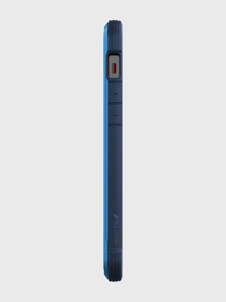 The back view of a blue Raptic iPhone 12 Pro Max case.