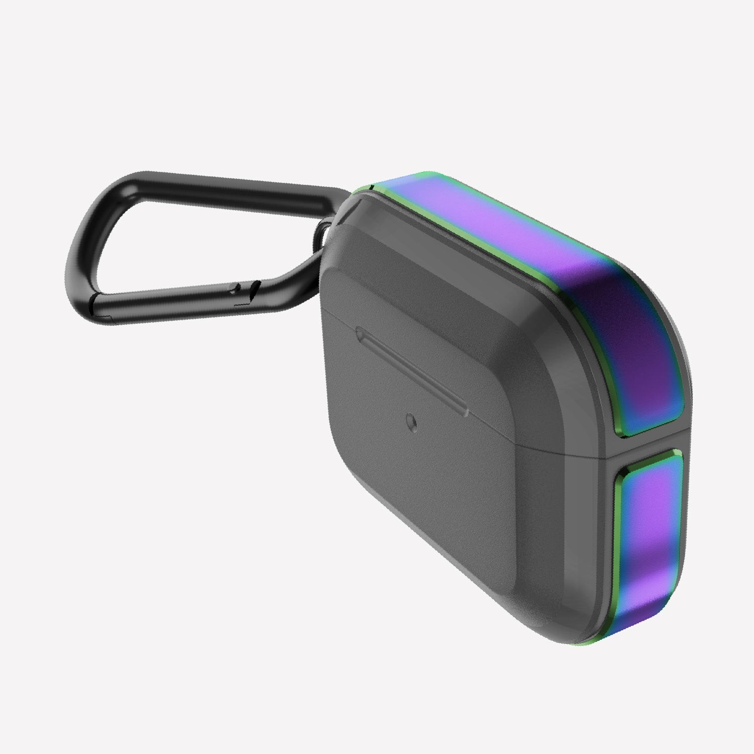 A black and purple Raptic TREK Apple AirPods Pro case with a handle.