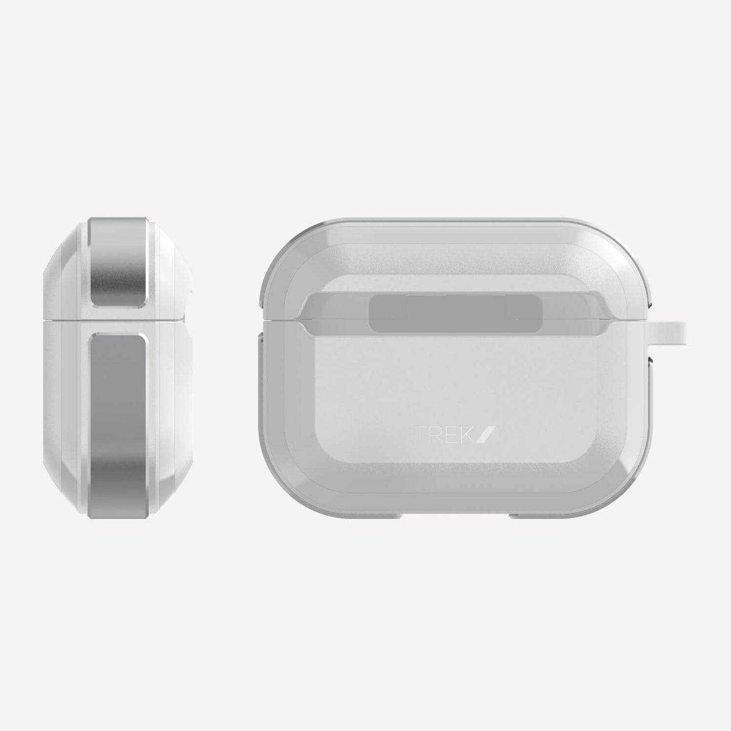 A pair of Apple AirPods Pro Case - TREK by Raptic on a white surface.