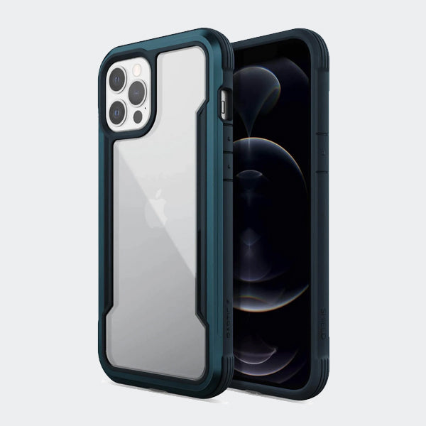The iPhone 12 & iPhone 12 Pro Case - SHIELD by Raptic is shown in blue, providing effective protection.