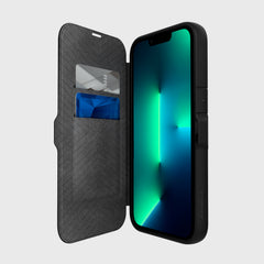 The Raptic Urban Folio iPhone 13 Leather Folio Case - Urban offers military-grade protection and compatibility with MagSafe Charger.