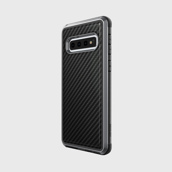 Luxurious Case for Samsung Galaxy S10. Raptic Lux in black carbon fiber.