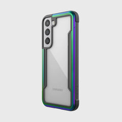 showing a galaxy s22 in a raptic shield iridescent case
