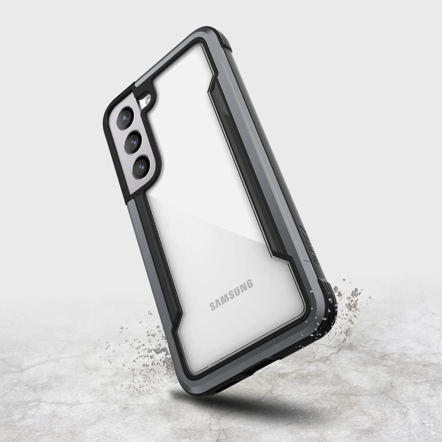 The Raptic Samsung Galaxy S23 Case - SHIELD is shown in black and white.