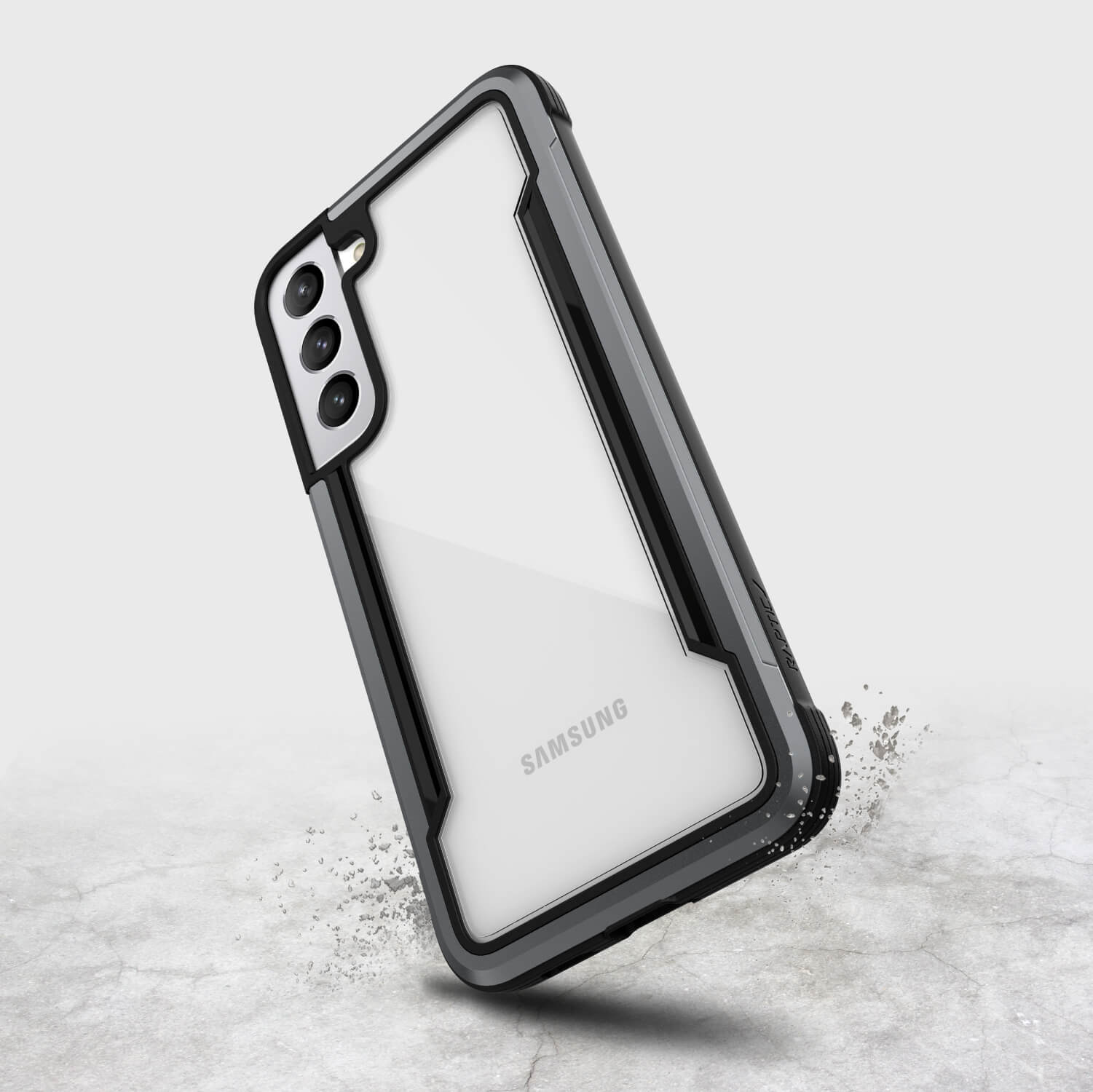 The Samsung Galaxy S23+ Case - SHIELD by Raptic is shown in black and white.