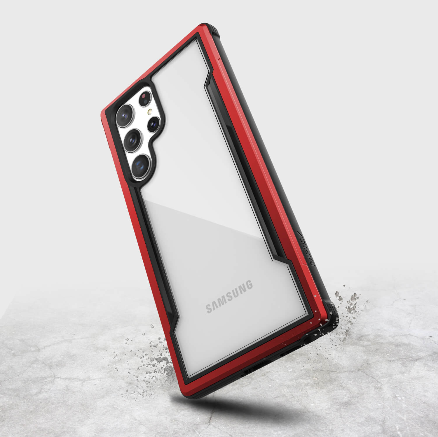 Raptic Samsung Galaxy S23 Ultra Case - SHIELD in red and white.