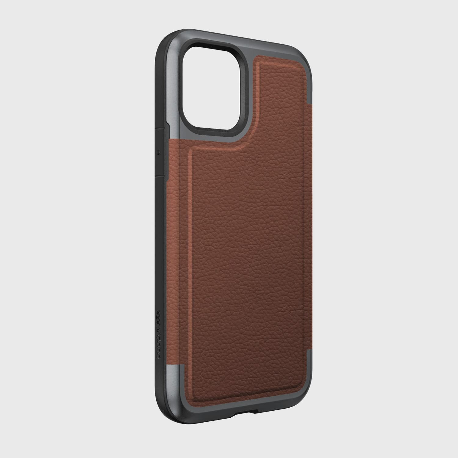 A protective brown leather case for the iPhone 11 Pro, offering drop protection. (Product Name: Raptic iPhone 11 Pro Case - Prime)