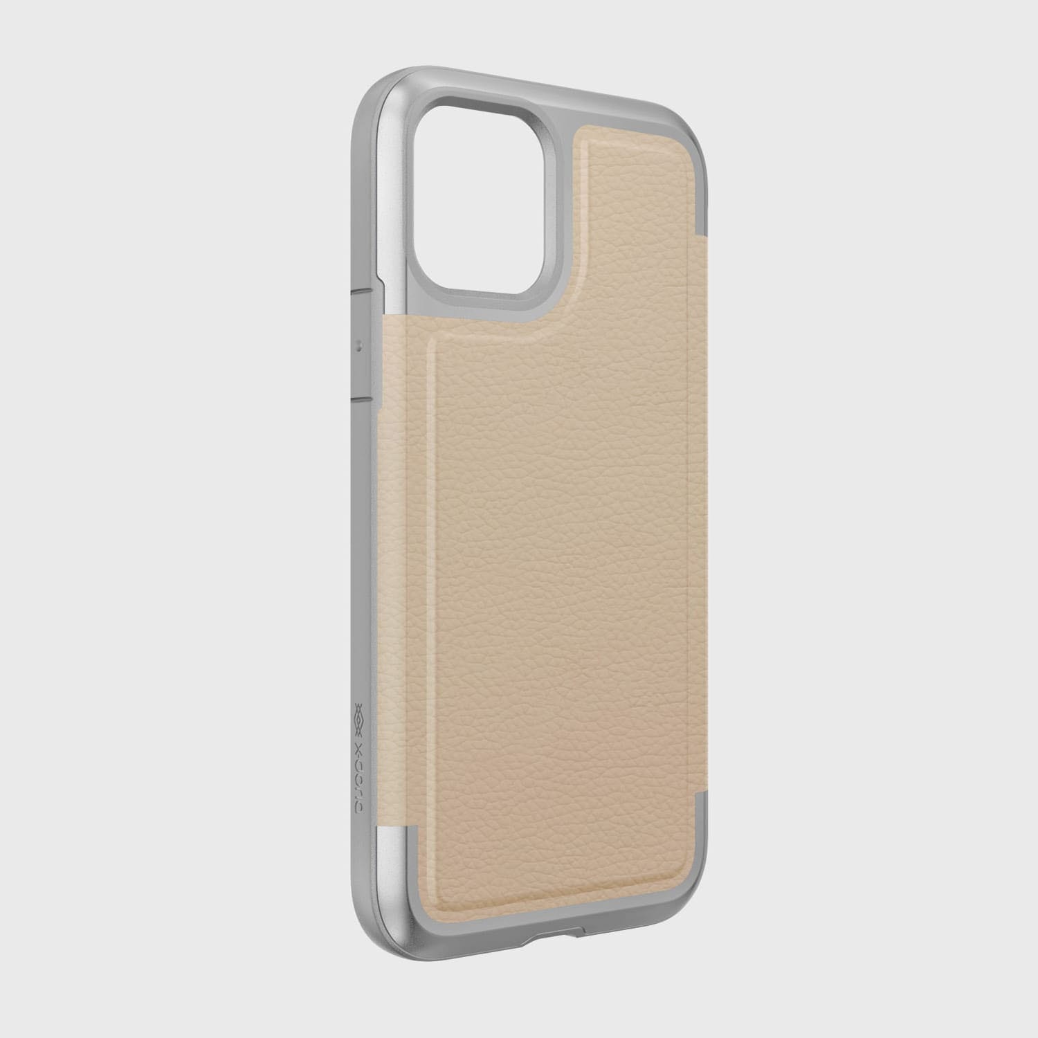 A protective beige leather case for the iPhone 11 Pro, offering drop protection. Now replaced with the given product and brand names:

A protective beige leather case for the Raptic iPhone 11 Pro Case - Prime, offering drop protection.